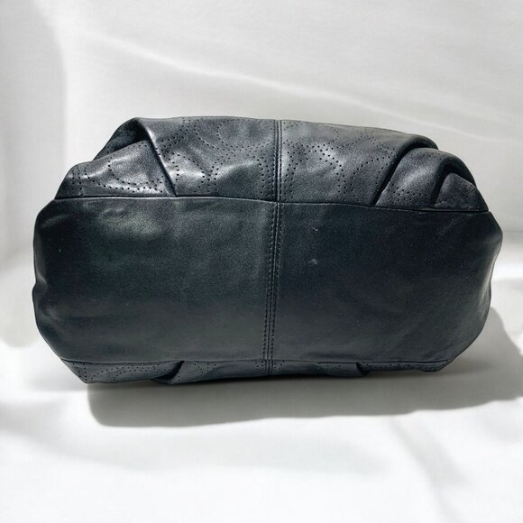 Brooke Perforated Leather Convertible Hobo Shoulder Bag Black 13" x 12" #16908 - Picture 7 of 11